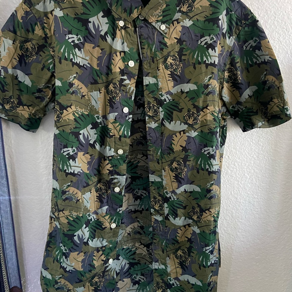 Camouflage Short Sleeve Button-Up Shirt